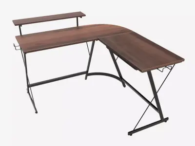 Desk with Monitor Stand Drawer 3D model