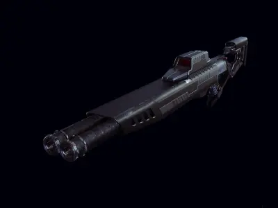 Cyberpunk Futuristic style DoubleBarrel Shotgun - JAWBREAKER-069 Low-poly 3D model