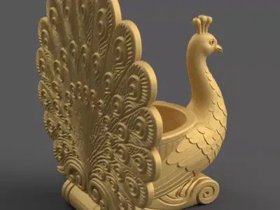 Elegant Peacock planter 3D print model