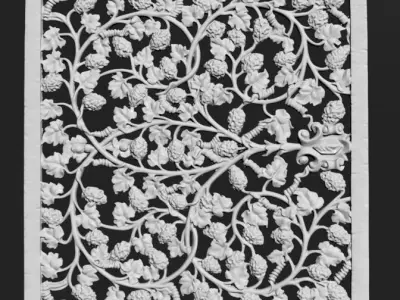 Art Flower Decorative Wall Plaster   3D model