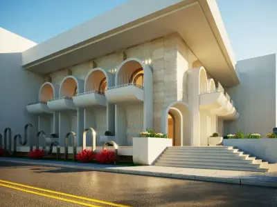 3D Architectural Model  Islamic Bank Low-poly 3D model