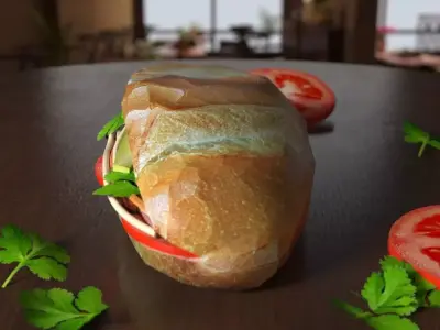 Vietnamese Banh Mi 3D Model 3D model