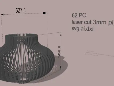 wood lamp 3mm laser cut file  3D print model