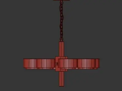 COSMIC modern brass chandelier with six lights 3D model