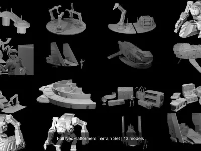 Full NeoPlatformers Terrain Set 3D Model Pack