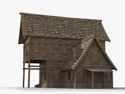 Medieval house x27 Low-poly 3D model