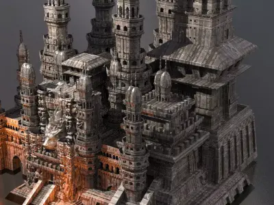 Babylonian King Xerxes Desert temple Towers 3D model