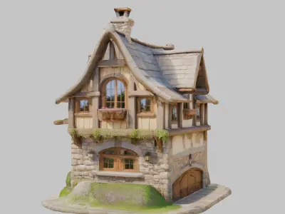 Realistic Wooden House 3D Model Low-poly 3D model