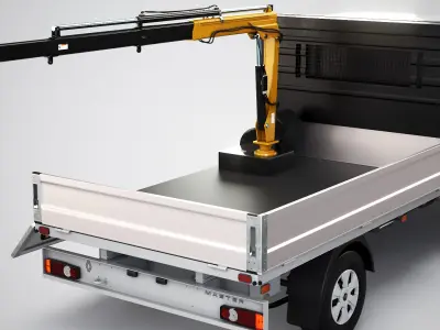  Renault Master Tipper Flatbed Crane Truck PBR Textured 