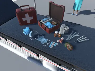 Animated Patient Character with Hospital Props  Low-poly 3D model