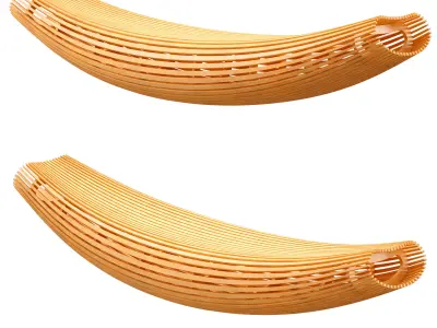 Wooden slatted beach rocking bench 3D model