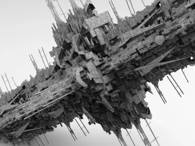 Sci-Fi City dystopia Mega city colony 4 Low-poly 3D model