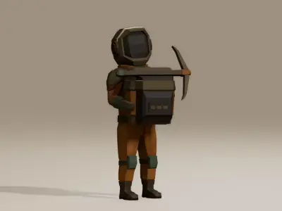 UNRIGGED VERSION ASTRONAUT 003 Low-poly 3D model