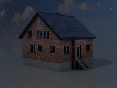 Modern single-family house version 4 L Low-poly 3D model