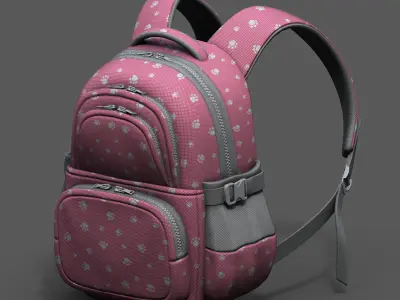 Backpack Color 3d bag baggage pockets  Low-poly 3D model