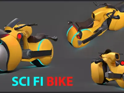 Sci-fi Bike Game Ready 5 3D model