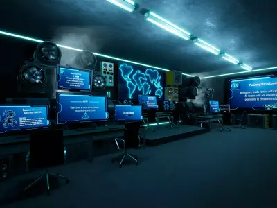 SciFi Control Room  Low-poly 3D model