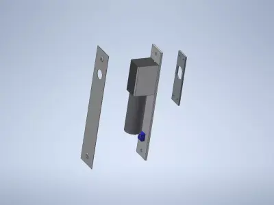 interlock stainless steel door latch 3D model