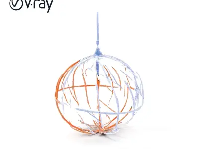Vintage Spherical Cage Pendant Light Model Pack Low-poly 3D model