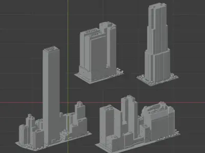 City Downtown Skyscraper Low-poly 3D model