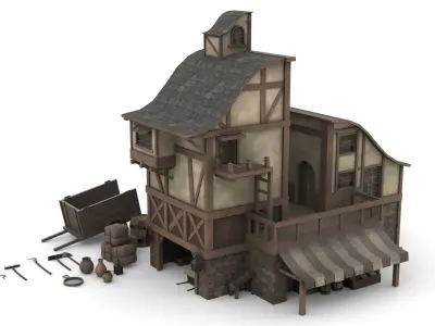 House of Merchants Low-poly 3D model