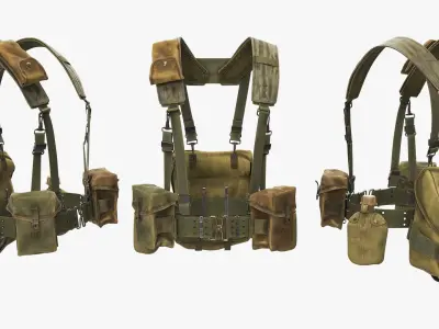  M1956 Load-Carrying Harness with Butt Pack and Canteen Green 