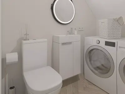 Toilet area under the stairs Free 3D model