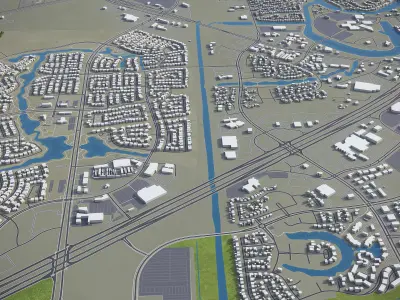 Sugar Land - 3D City Model Low-poly 3D model
