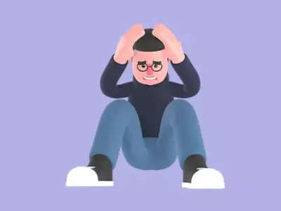 Stylized 3D Frustrated Male Programmer Cartoon-Sitting on Floor 3D model