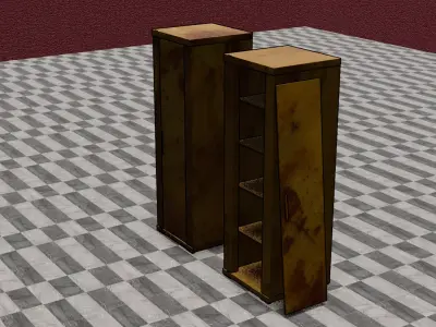 Rusty Closet Cabinet Game Ready PBR 3D Model Open and Closed Low-poly 3D model