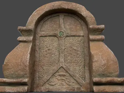 RedStone Door with Ornaments Low-poly 3D model