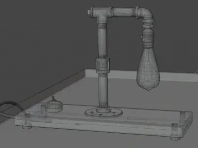 Steampunk Pipe Lamp with LED light bulb 3D model