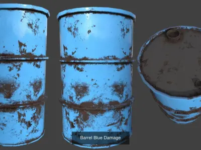 Collection of Barrel - Blue and Yellow 3D Model Pack