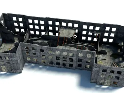 Abandoned Building Low-poly 3D model