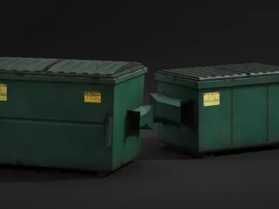 Trash Containers Set Low-poly 3D model