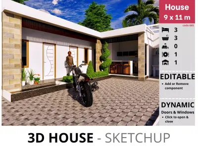 House 9x11m code 665 - Sketchup 3D model 3D model 3D model