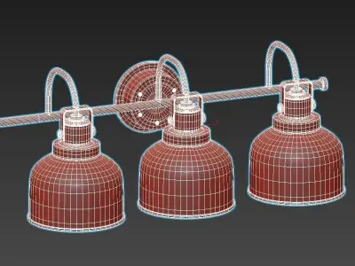FRESNEL GLASS RESTORATION BATH LIGHT - 3 LIGHT 3D model