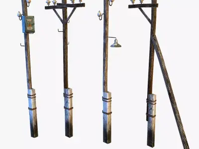 Electric Pole wire Low-poly 3D model