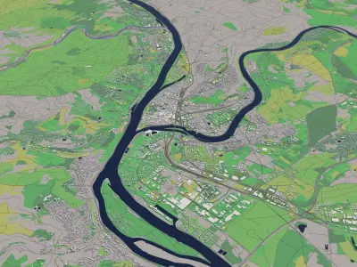 Koblenz Germany 30x30km 3D City Map 3D model