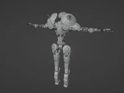 mid-poly red colored gaint robot Low-poly 3D model