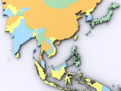 Map of Asia and Oceania 3D model