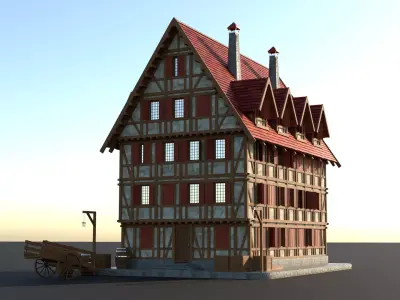 Medieval Building Low-poly 3D model