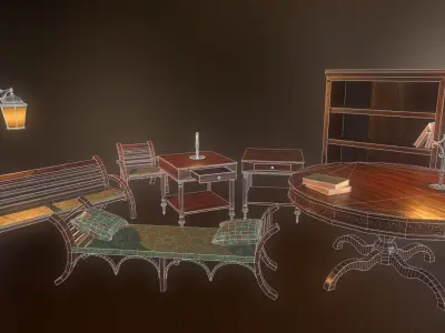 PBR Furniture pack Low-poly 3D model
