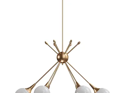  Pontil 6-Light Chandelier in Honey Gold 3D model