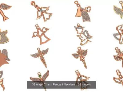 33 Angel Charm Pendant Necklace  3D Model Pack