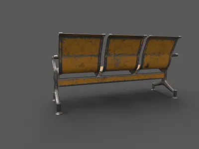 Street Bench Low-poly 3D model