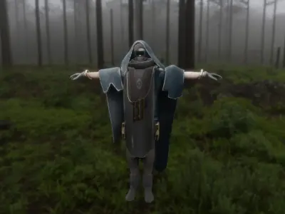 cyberpunk sci-fi man with cape Low-poly 3D model