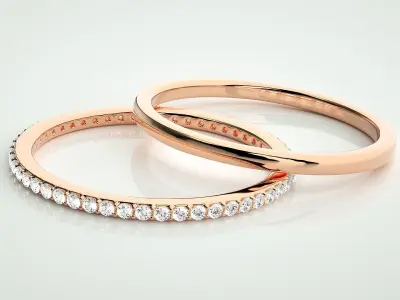 Ultra Light wt Thin Couple Band Ring 3dm stl render detail 3D print model