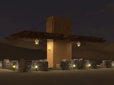 Double Pergolas in Traditional Arabic Style 3D model