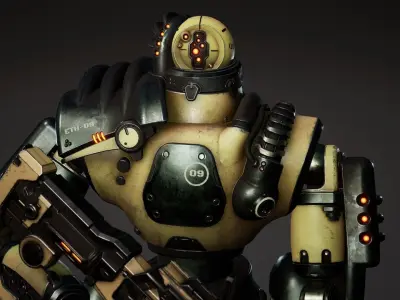 Etasphera09 robot with gun Low-poly 3D model